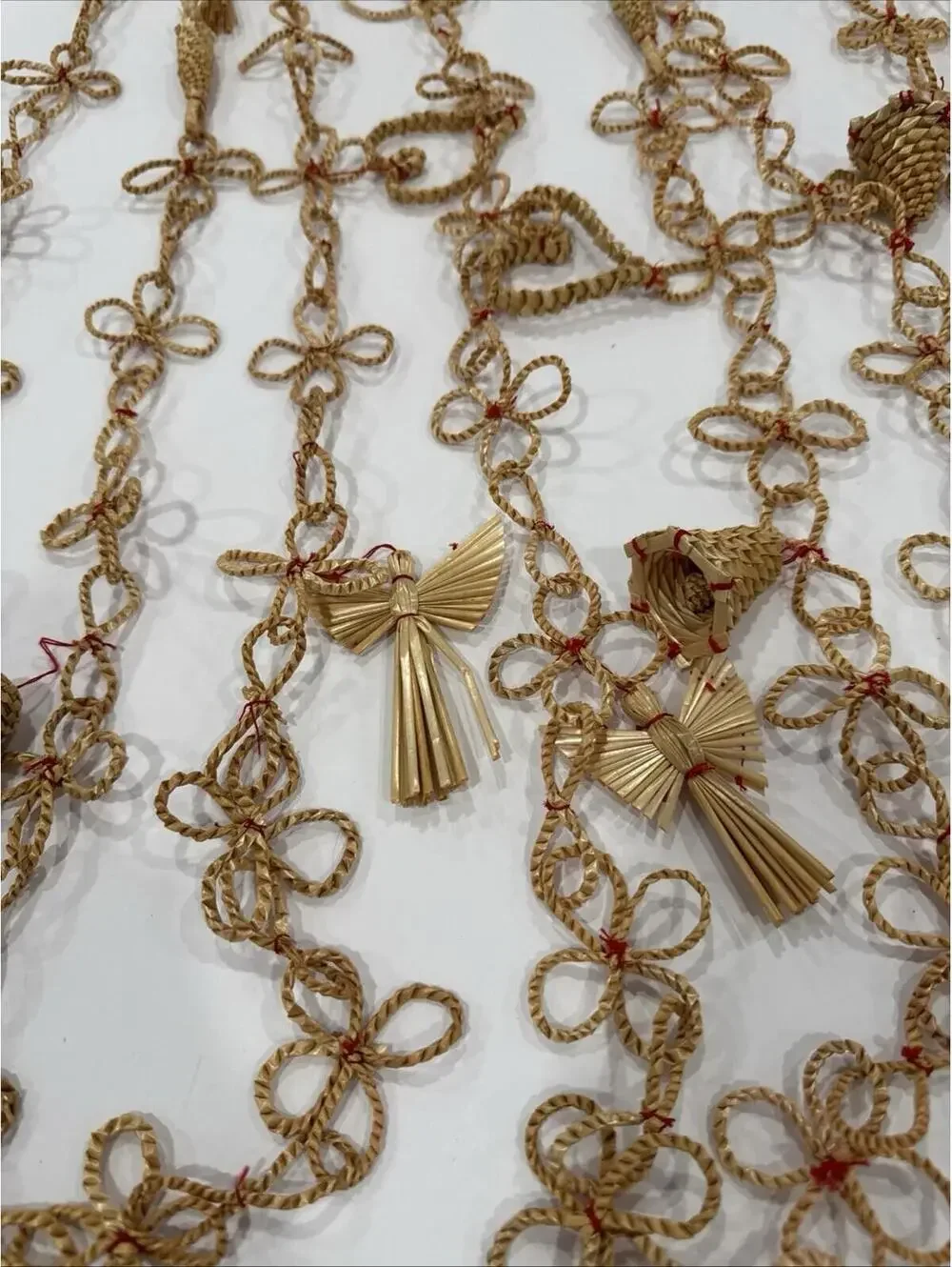 Wheat Garland, Vintage, Angels, Hearts, Bells, X3, 90 inches Ea. Christmas.